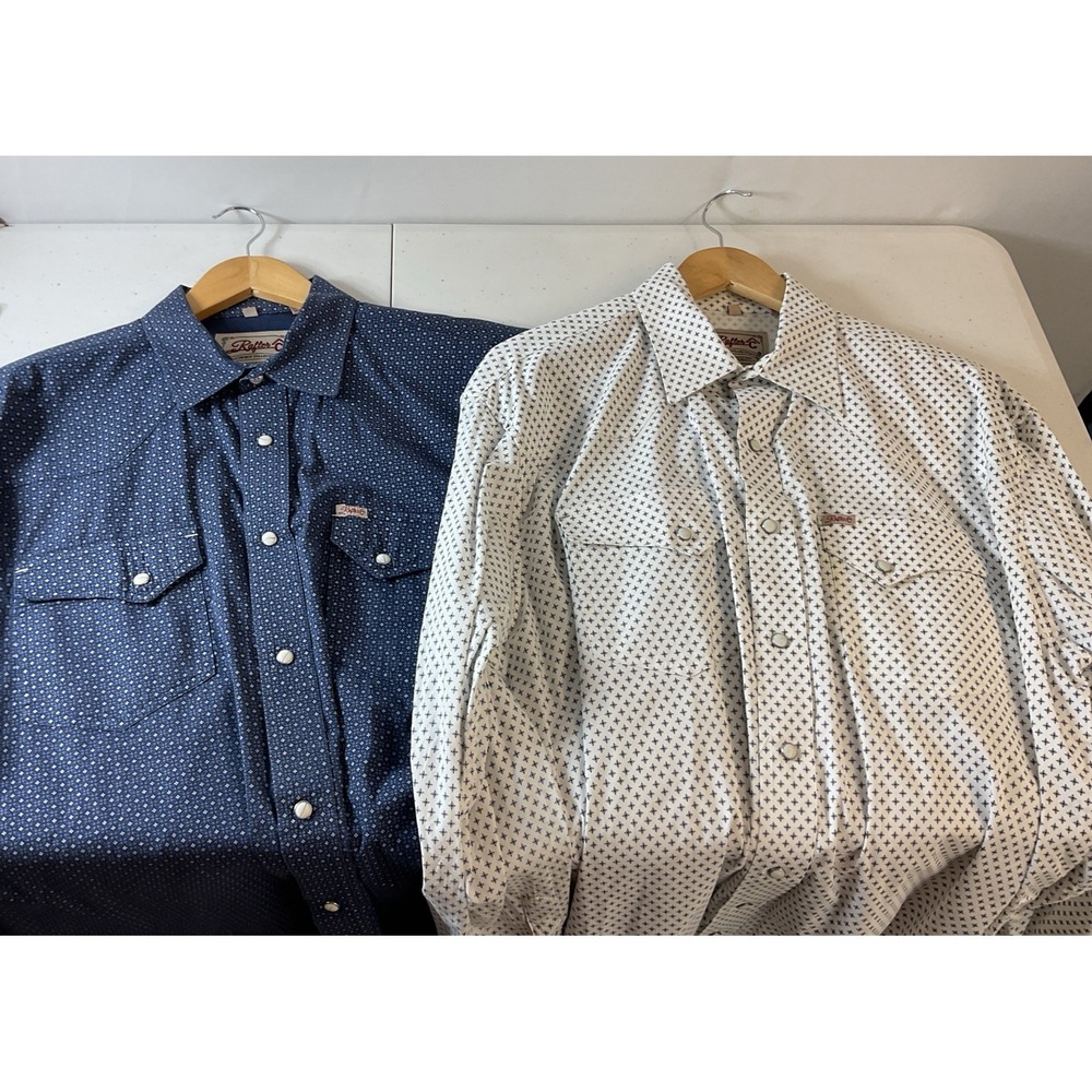 Lot of 2 Rafter C Cowboy Collection Pearl Snap Mens Sz XL‎ Shirt Western Stars